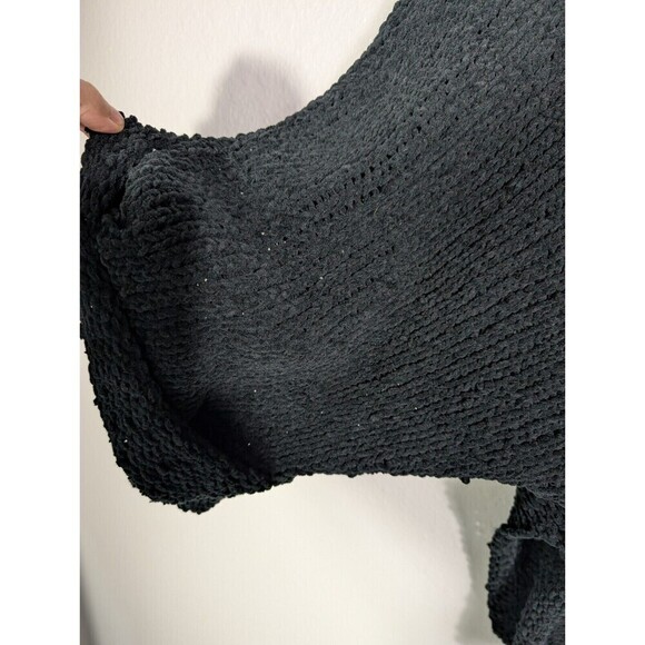 NWOT POL Chunky Knit Oversized Distress Black Turtleneck Cowl Sweater Size M N91 - Picture 5 of 8